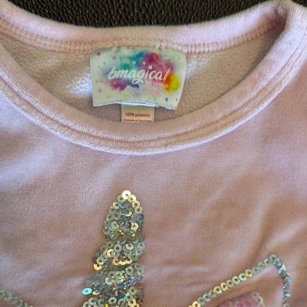 Bmagical by Btween Pink Unicorn Pajama Set with Rainbow Slippers size 6T